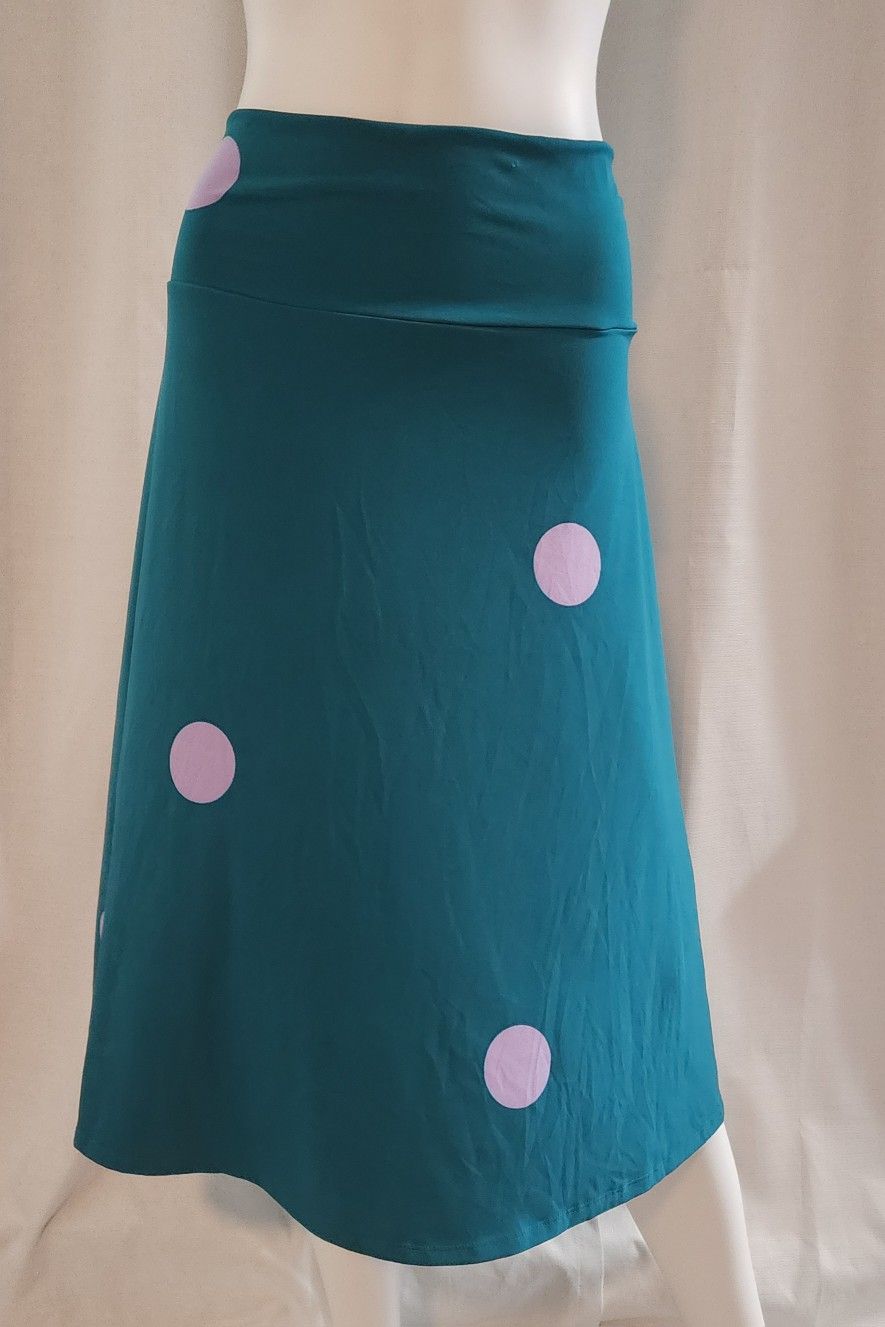 LulaRoe Green/Purple Polka Dot Mid-Length Midi Skirt Plus Size 2xl