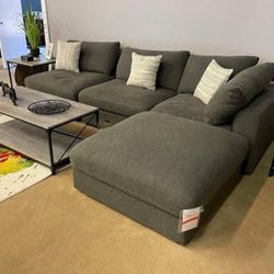 CHARCOAL 4 PCS MODULAR SECTIONAL SOFA COUCH WİTH İNTEREST FREE PAYMENT OPTİONS