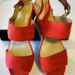 Nine West Dina Orange Platform Wedge Sandals