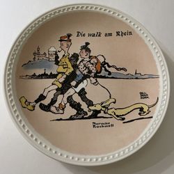 NORMAN ROCKWELL Plate "die Walk Am Rhien" by Newell Pottery Co. With Certificate