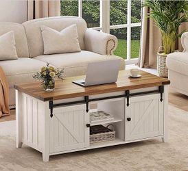 Lift Top Coffee Table with Barn Doors