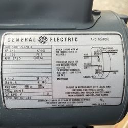 GE General Purpose Motor, 1/4 HP, Capacitor-Start, Nameplate RPM 1725, Voltage 115/230, 48Z Frame