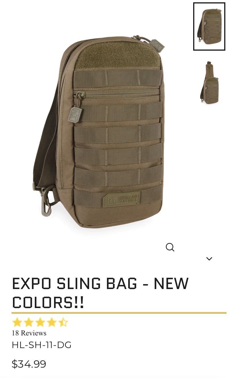 (NEW) Highland Tactical EXO Sling Bag Olive Green