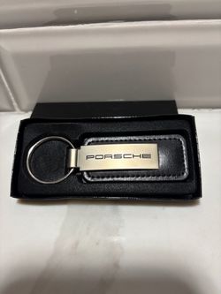 New Porsche black leather keychain holder