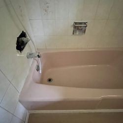 Retro Bath Tub Pink Cast Iron  