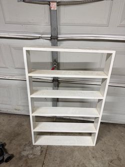 White Wood Bookshelf 5-Tier