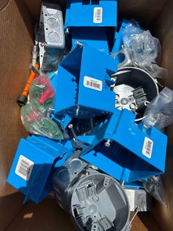 box of electrical boxes and other