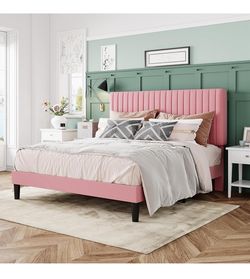 Brand New Pink Velvet Queen Bed Frame