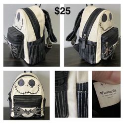 DISNEY ORIGINAL HEART Loungefly Nightmare Before Christmas Jack Skellington Mini Backpack (Some Wear/Good Condition)
