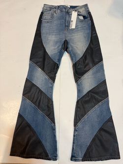 First row / Denim Flare pants ant top set/ women size L