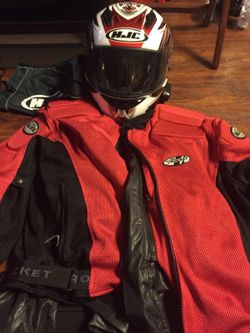 HJC HELMET AND JOE ROCKET BALLISTIC RIDING JACKET