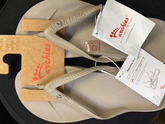 Archies Crystal Taupe Arch Support Flip Flops Beige Brand New