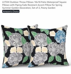 Outdoor Throw Pillows 18x18 — Peony Garden — Set of 2