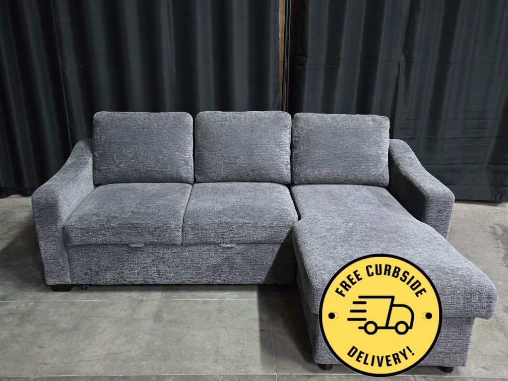 Coddle Aria Fabric Sleeper Sofa with Reversible Chaise and Storage, Gray