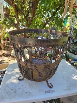 VINTAGE/ANTIQUE Hand-Forged Wrought Iron Brazier Basket