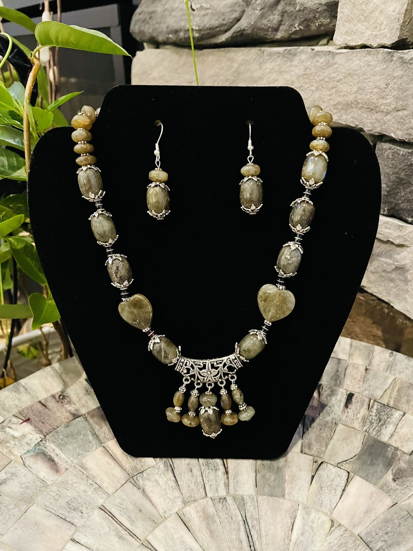 Moonstone Necklace And Earrings Set