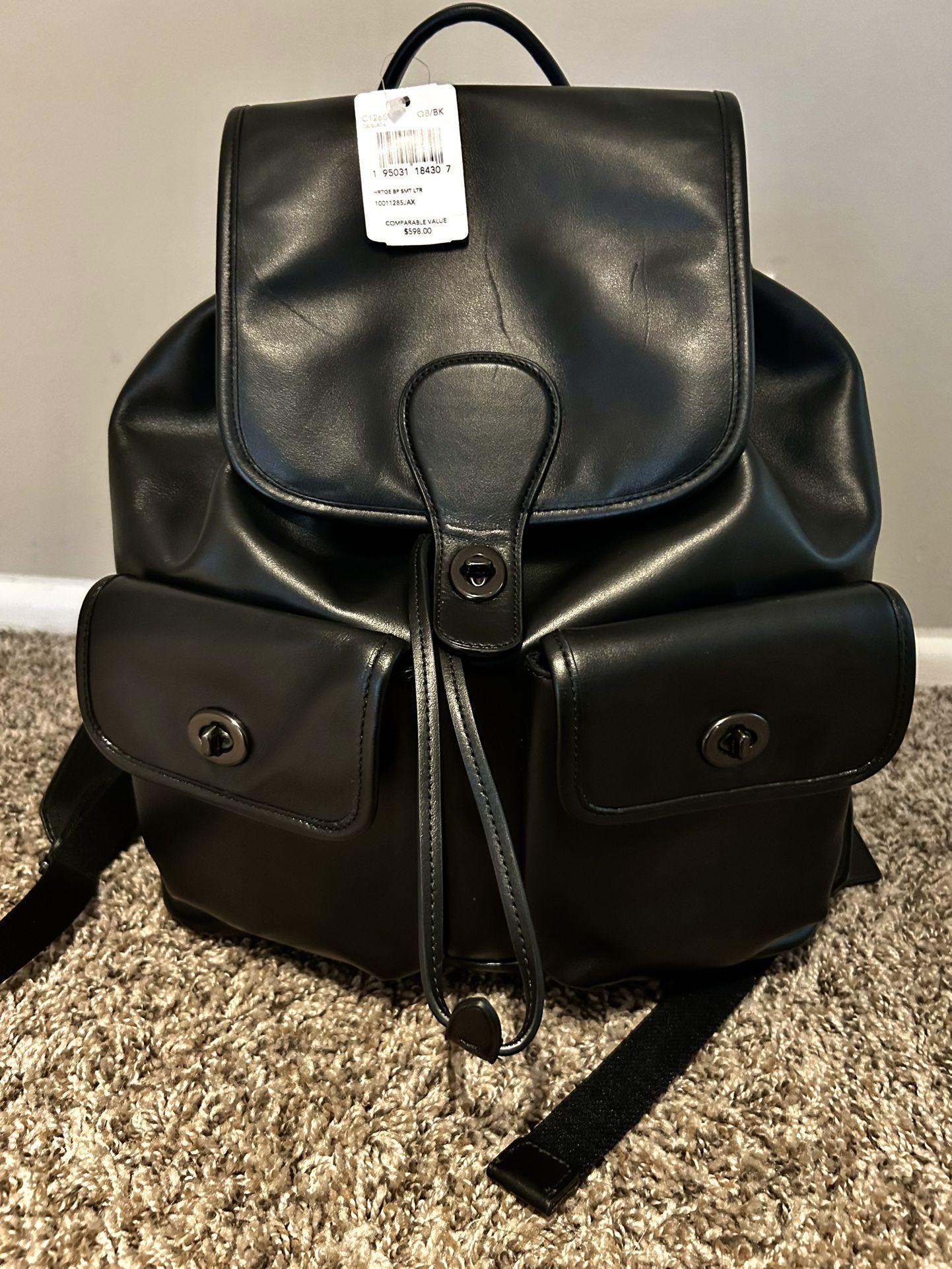 Coach Heritage Backpack C1265 BLACK Leather NWT $598+ ****RARE