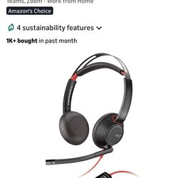 Poly Blackwire 5220 Wired Headset - Flexible Boom Mic - Noise Cancelling Headphones with Mic - USB-C, USB-A, 3.5mm - Ergonomic Over-Ear Design - Works
