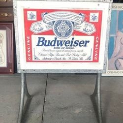 Vintage Budweiser Galvanized Party Cooler On Stand 