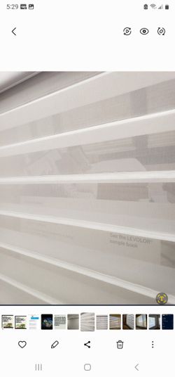 #621) HORIZONTAL SHEER SHADING CORDLESS  LIGHT FILTERING, SNOWFLAKE WHITE   PRICE FOR EACH. 2  SHADES. INSIDE/OUT  MOUNT SIZE
W24" × 88" L.  50%OFF