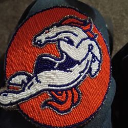 Native American Denver Broncos Bead Medallion And Team Tag