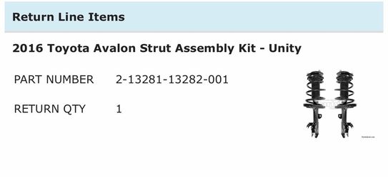 Brand New Front Strut Assemblies for Toyota Avalon 2016 XLE V6