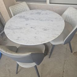 Solid Marble Dining Table With Chairs