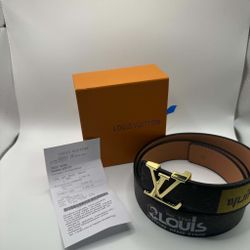 Black multi-color monogram belt (gold & black)