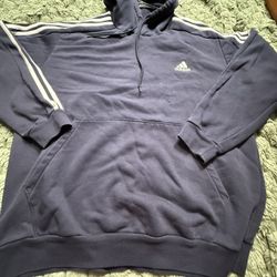 Adidas  Essentials 3-Stripes fleece pullover hooded sweatshirt in navy blue XL on tag