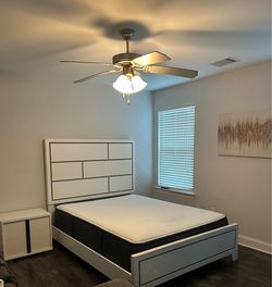 Queen Bed frame (with mattress) and Only a year old! Like new.
