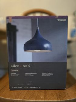 allen + roth brushed nickel finish blue metal shade