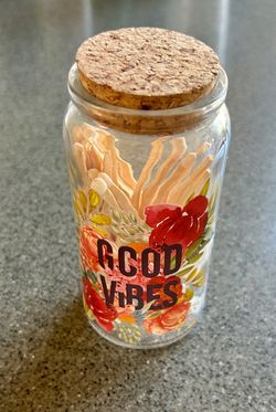 Decorative Glass Match Jar with Cork Lid and Matches