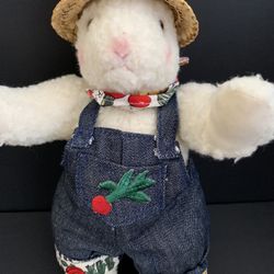 Douglas Co 12" Jointed Bunny Gardener w/Straw Hat & Overalls Plush