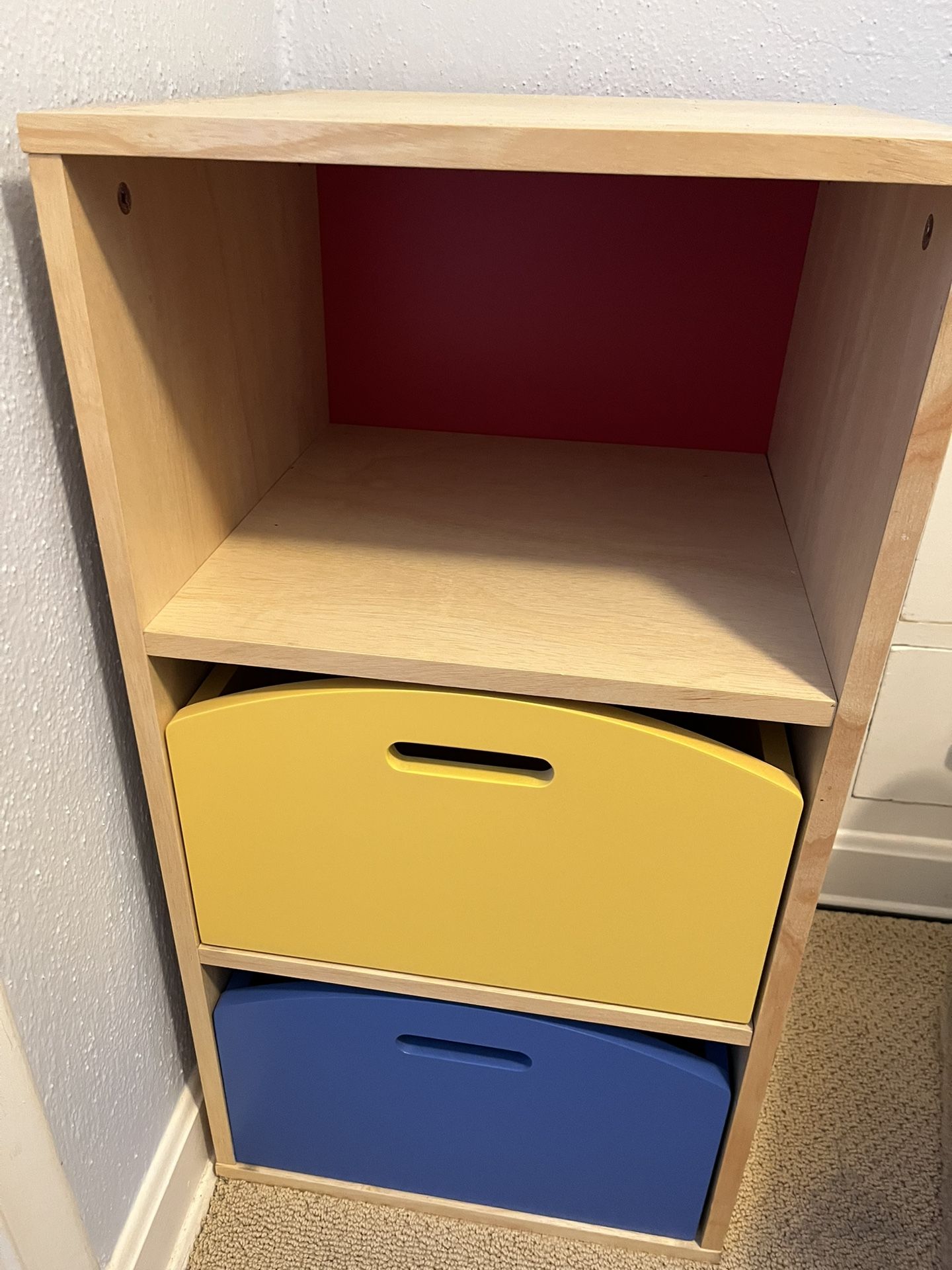 Colorful wood Storage Shelf With Two Drawers
