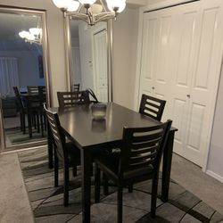 Dark Wood Dining Wood Table  W/ Cushion Seat Chars - $200 O.B.O