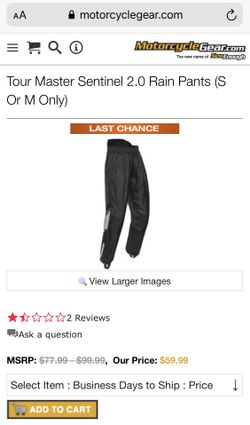 Tourmaster Sentinel Women’s Motorcycle Rain Pants
