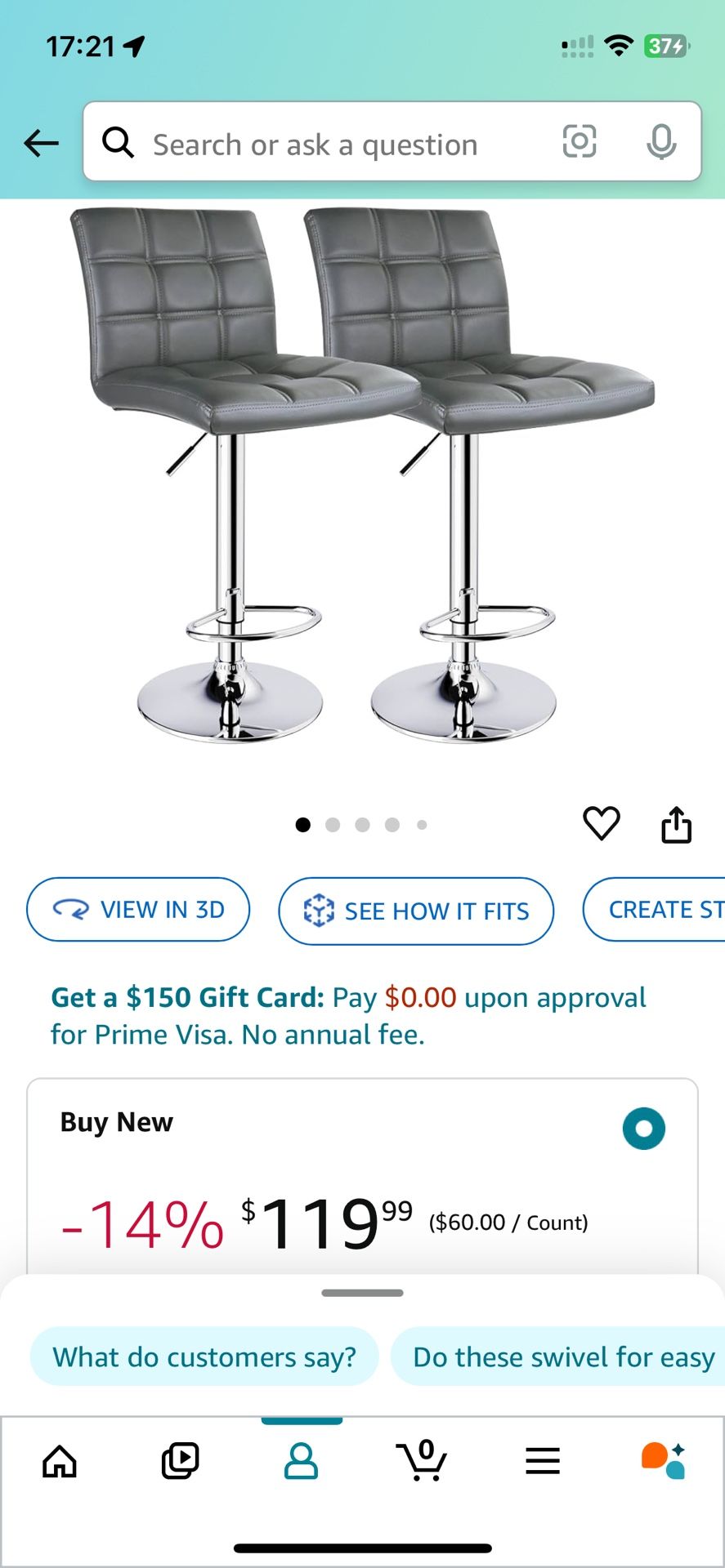 4 Count Bar Stools (Grey)