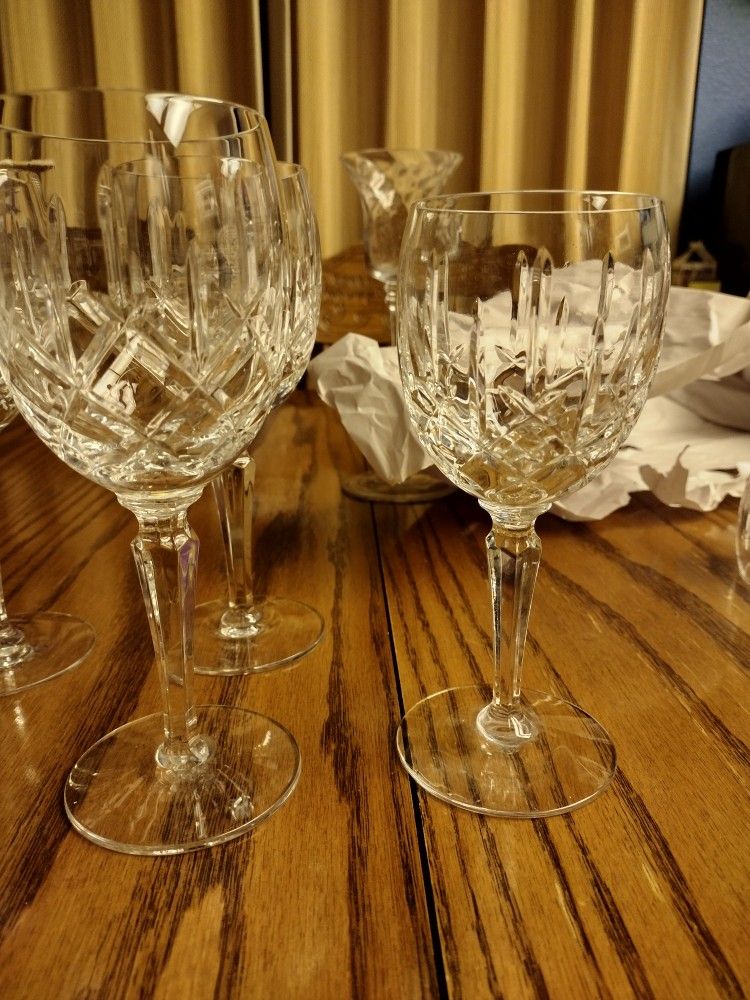3 Beautiful, Gorham Lady Anne crystal wine glasses,