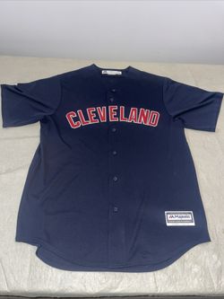 Cleveland Indians Majestic Jersey Blue Clean Mens Large Cool Base MLB Vintage