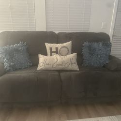 Grey Fabric Recliner Couch Set