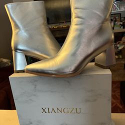 Women's Pointed Toe Boots Block Chunky Heel Ankle Booties Size 9