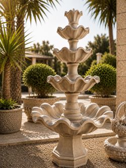 4 Tier Outdoor Water Fountain | Large Garden Fountain | Luxury Patio Water Feature | Courtyard & Landscape Decor | Brown Finish