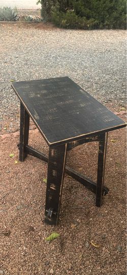 Black Distressed Wood Side Table