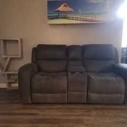 Grey Loveseat With Dual Recliner's 