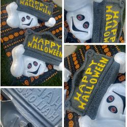 Two Happy Halloween Yard Sign (((eyeballs Light Up Red)))