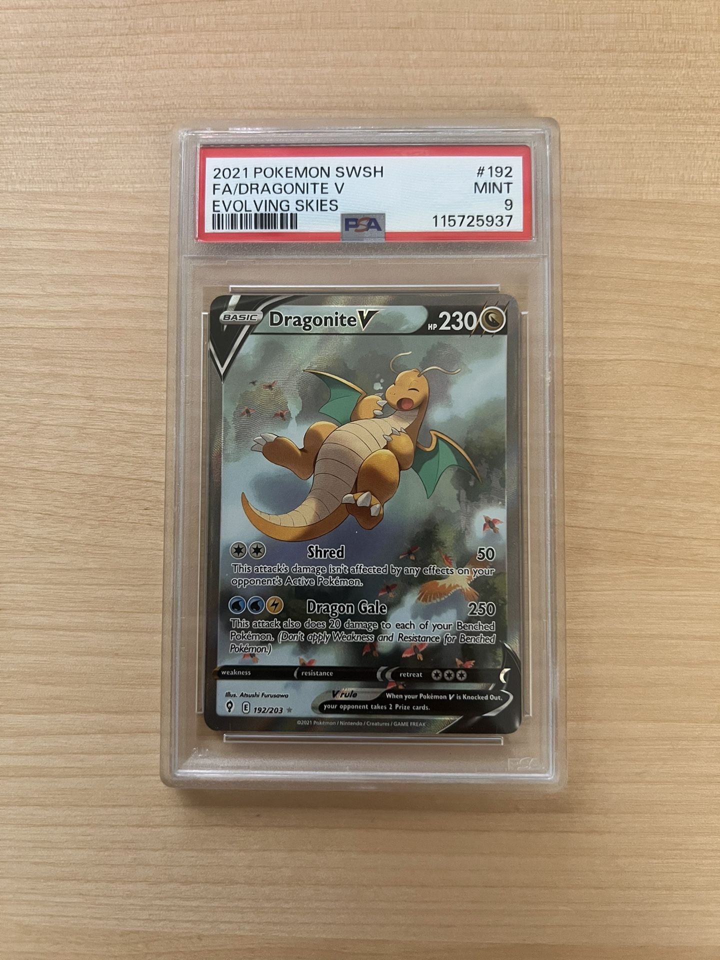 PSA9 Dragonite V Evolving Skies Pokemon