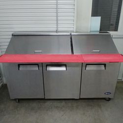 Atosa Commercial Cooler Stainless Steel Mega Top 3 Door Prep Table Refrigerator Fridge