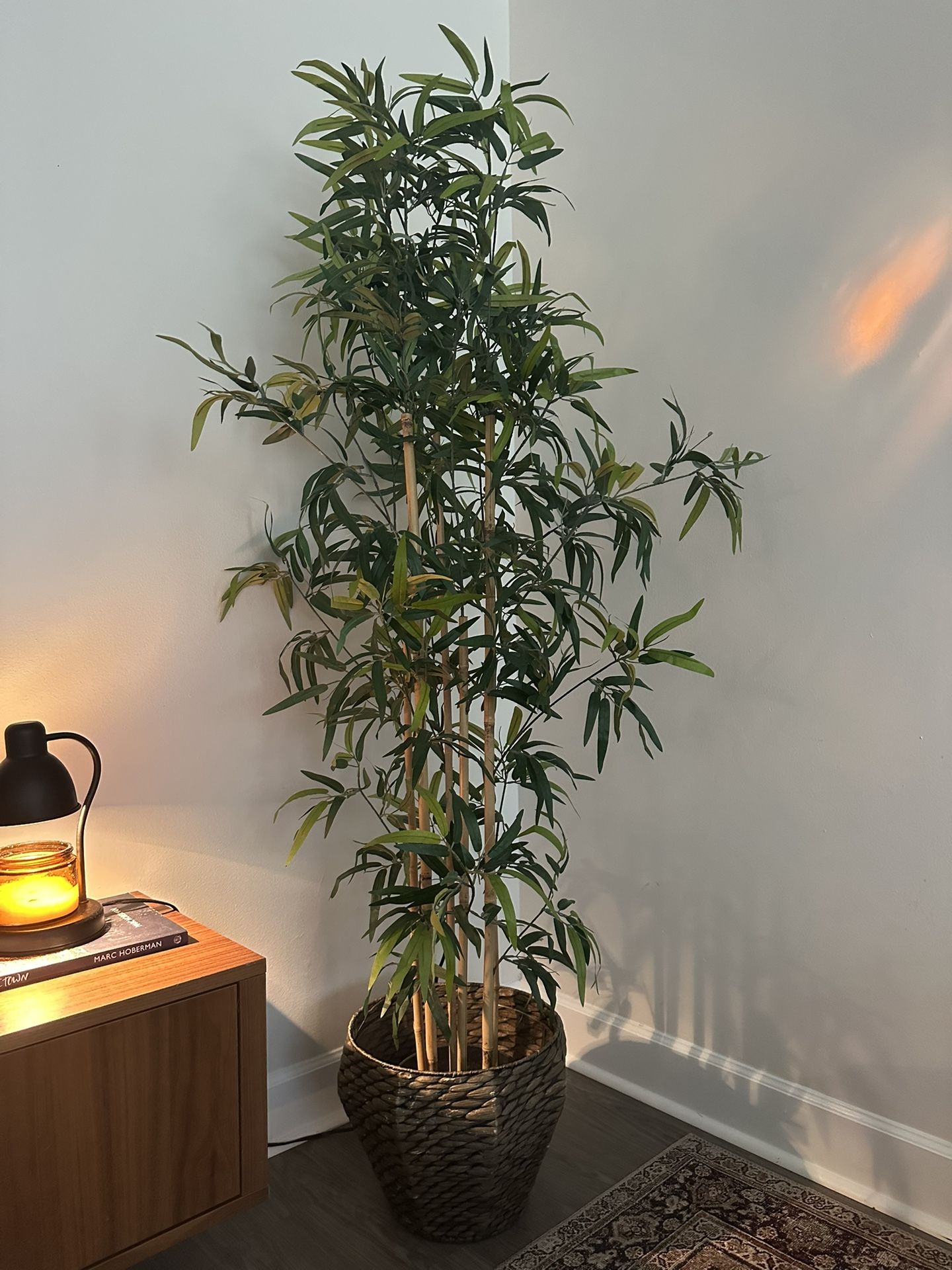 Faux Bamboo Plant With Basket