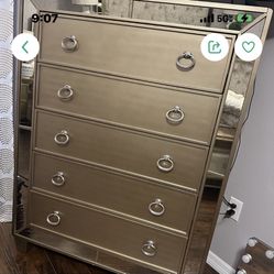 Mirrored Chest 5 Deep Drawers