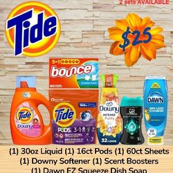 🔥🔥 Tide LAUNDRY DETERGENT Pods, Downy, Bounce Household Starter BUNDLE 🔥🔥
